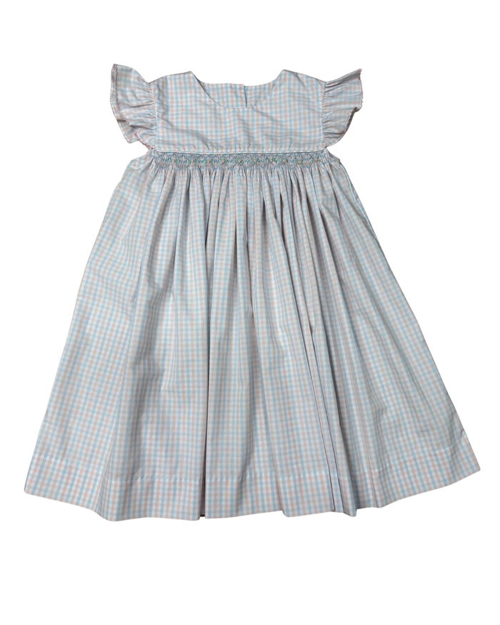 Whimsy Bay Smocked Dress-Pink/Blue Gingham