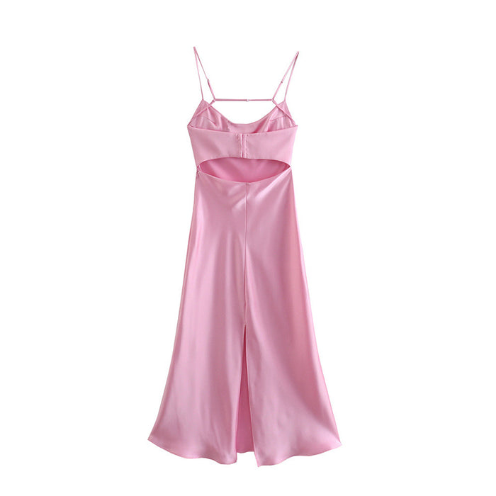 Women's Satin Slip Dress - Backless Party Dress