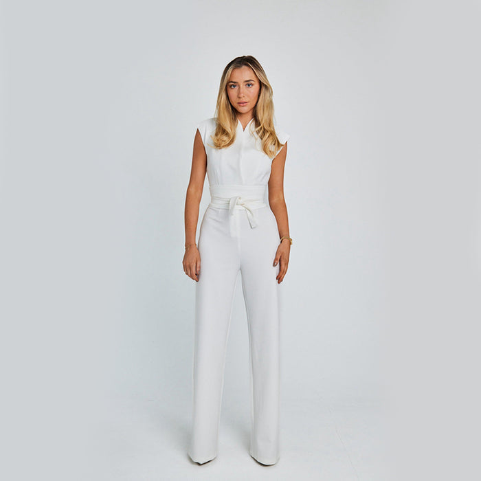 Women's Wide Leg Jumpsuit - Sleeveless V-Neck Summer Romper