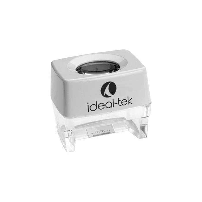 10mm/100 Div  8X Magnifier with Scale (Desktop), SKU Ideal-818-01, three quarter front view