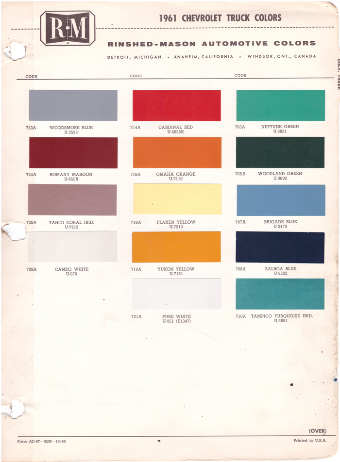 1960's Chevrolet/GMC Truck Paint Colors