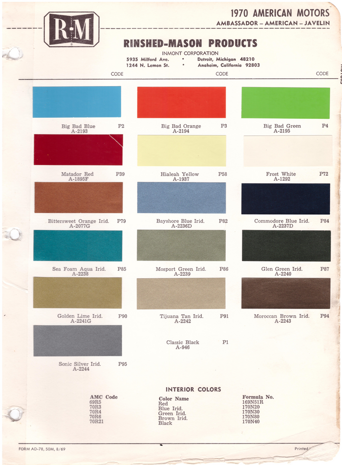 1970's AMC/Jeep Paint Colors