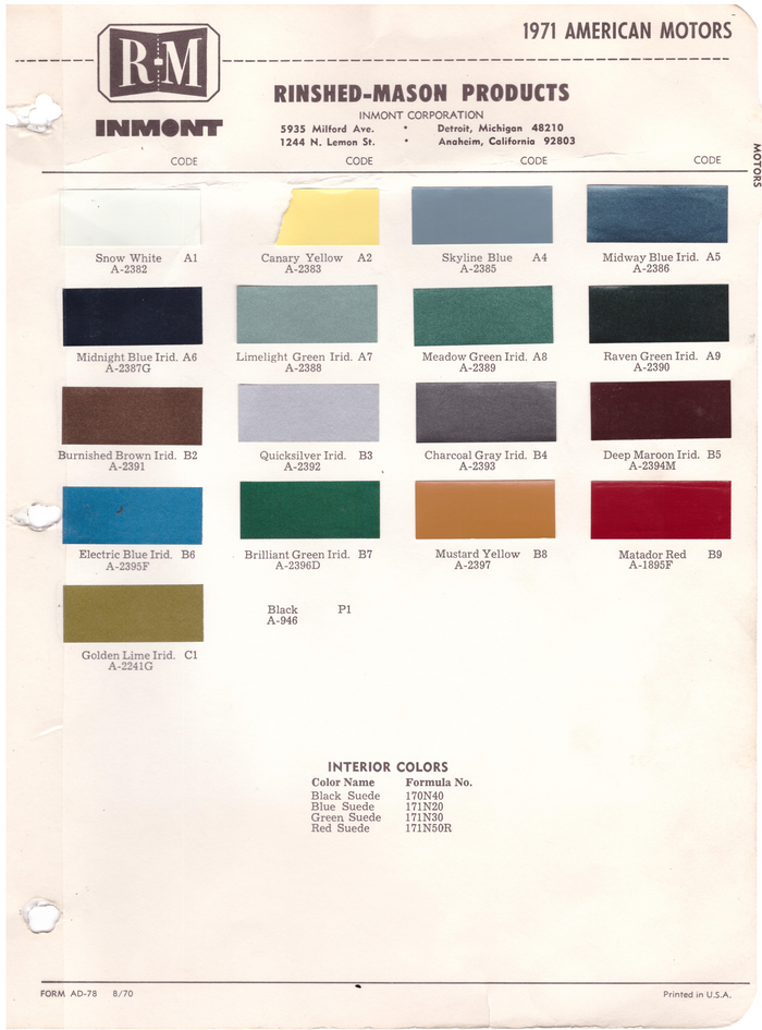 1970's AMC/Jeep Paint Colors