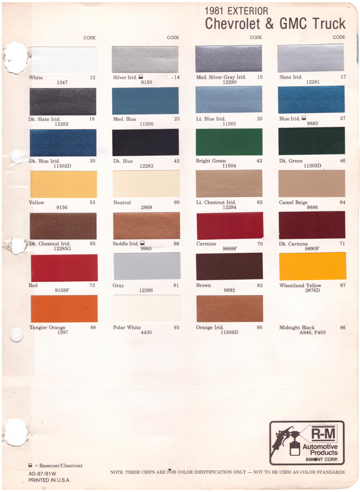 1980's Chevrolet/GMC Truck Paint Colors