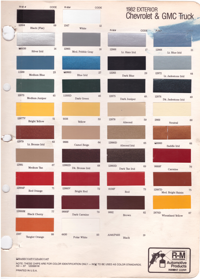 1980's Chevrolet/GMC Truck Paint Colors