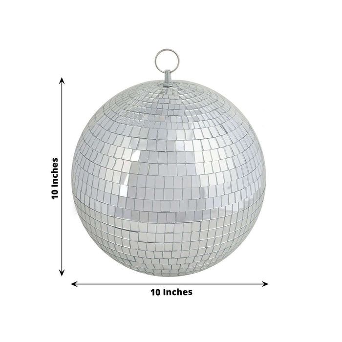 10-inch disco ball with mirrored tiles, perfect for parties and events.