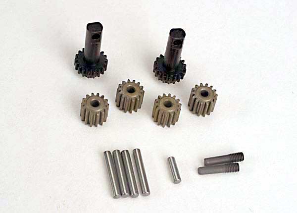 Planet gears (4)/ planet shafts (4)/ sun gears (2)/sun gear alignment shaft (1) all hardened steel