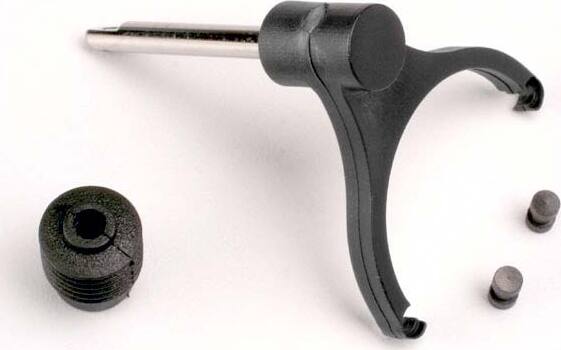 Shift fork-shaft/ shift fork pads (2)/ rubber shift shaft seal