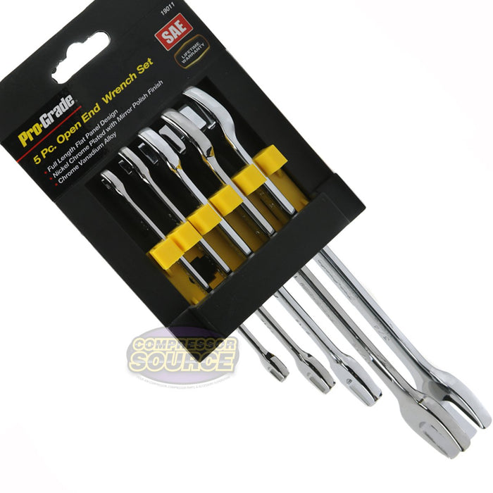 5 Piece Open End Combination Wrench Set 1/4" - 3/4" SAE Lay Flat Design CR-V 19011