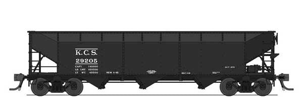 8113 AAR 70-Ton 3-Bay Hopper w/Load - Ready to Run -- Kansas City Southern #29277 (black)
