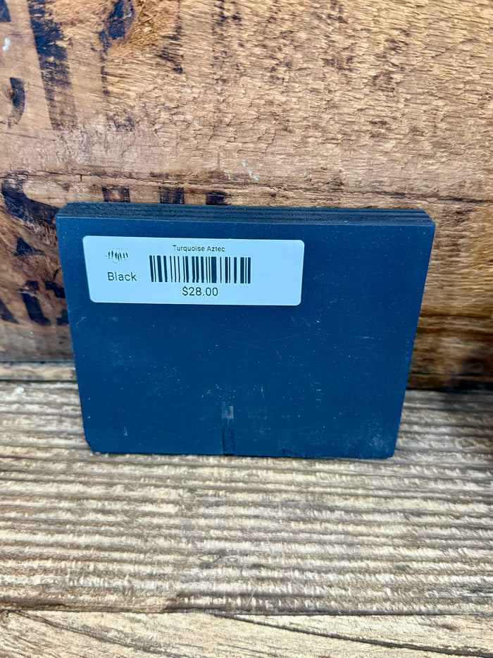 Blue wood back panel with barcode price label for wall art