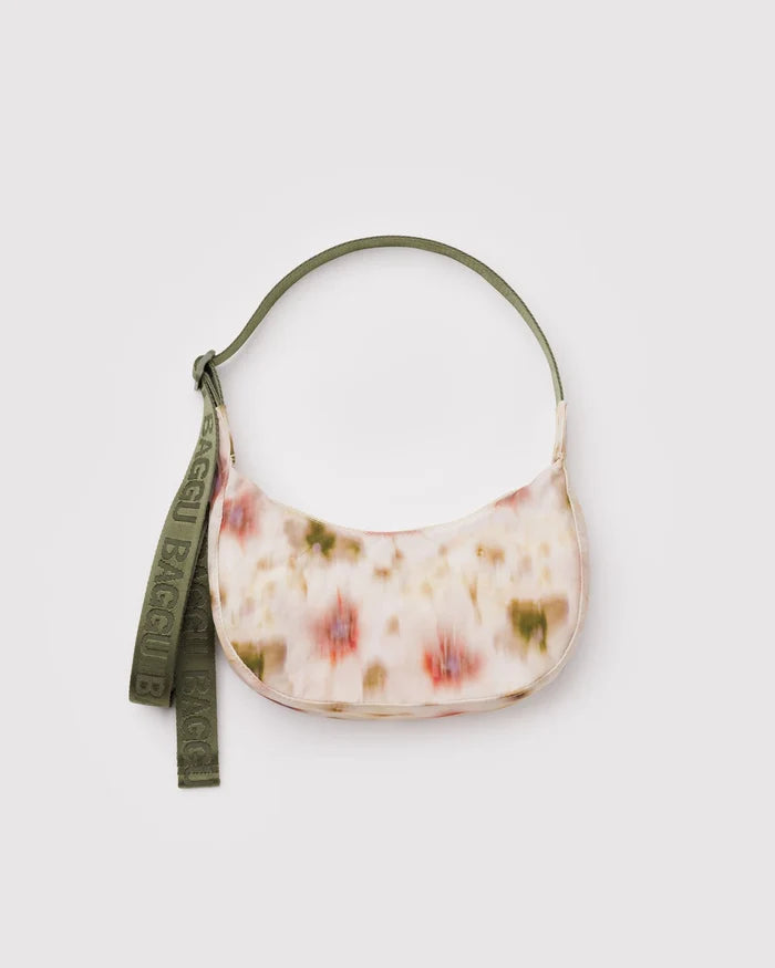 Abstract Floral Small Crescent Bag