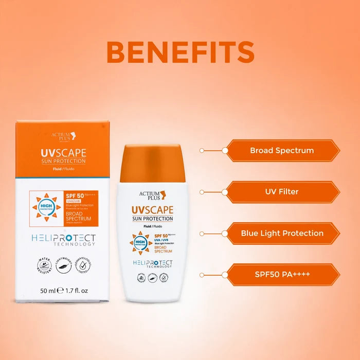 Actium Plus UVscape Sun Protection Broad Spectrum Fluid Sunscreen SPF 50 PA++++ (50ml)