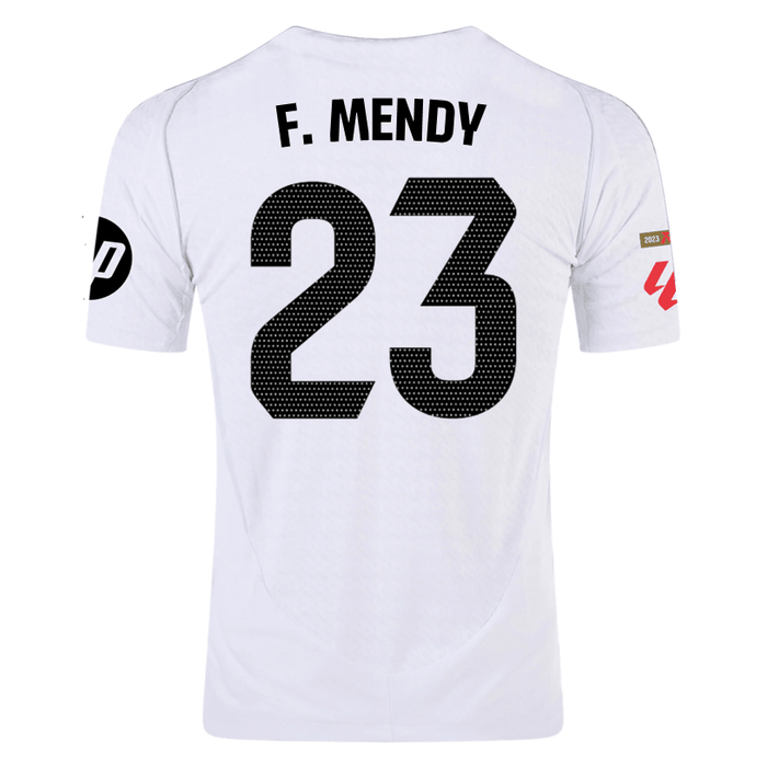 adidas F.Mendy Real Madrid Authentic Home Jersey w/ La Liga Patches 24/25 (White/Black) | SoccerWearhouse