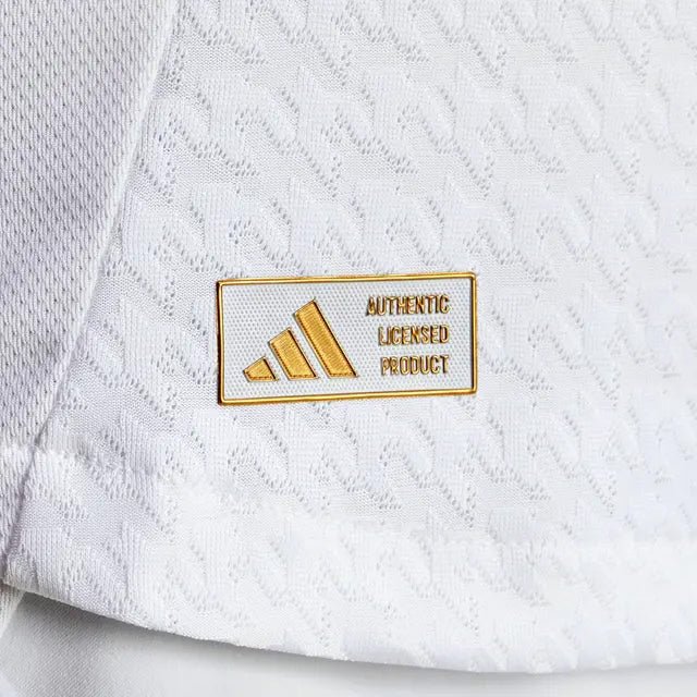 adidas Endrick Real Madrid Authentic Home Jersey w/ La Liga Patches 24/25 (White/Black) | SoccerWearhouse