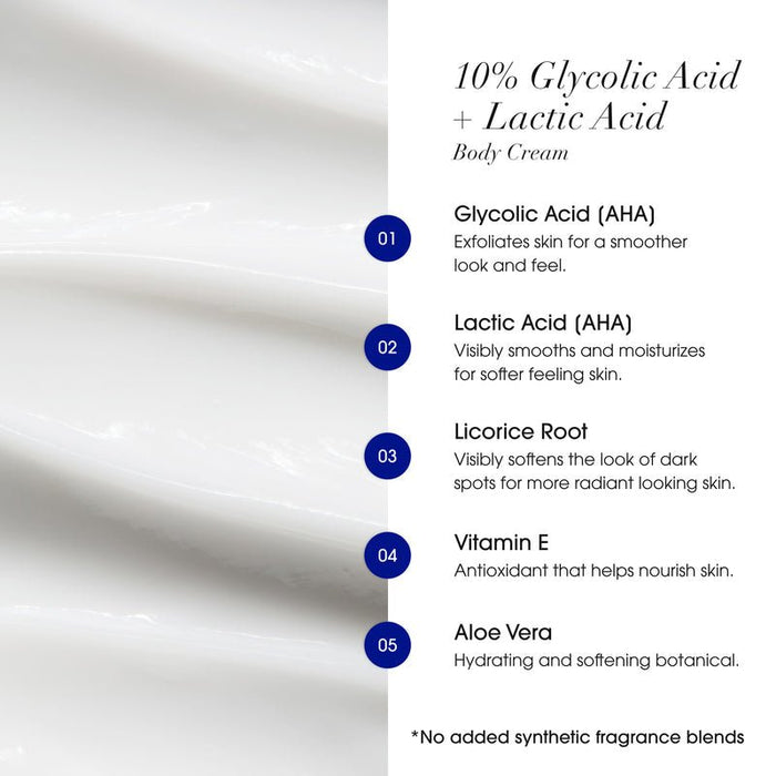 Advanced Clinicals 10% Glycolic Acid & Lactic Acid Exfoliating Body Cream 454g كريم الجسم المقشر من أدفانسد كلينيكالز، يحتوي على 10% من حمض الجليكوليك وحمض اللاكتيك - Princess Cosmetics Qatar