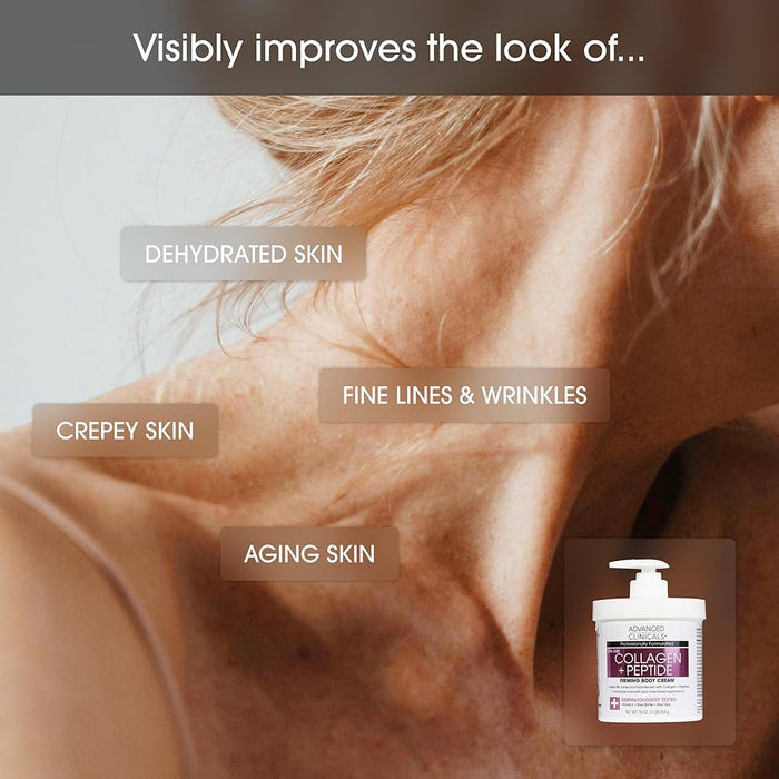 Advanced Clinicals Collagen + Peptide Firming Body Cream 454g كريم الجسم لشد الجسم بالكولاجين والببتيدات من أدفانسد كلينيكالز - Princess Cosmetics Qatar