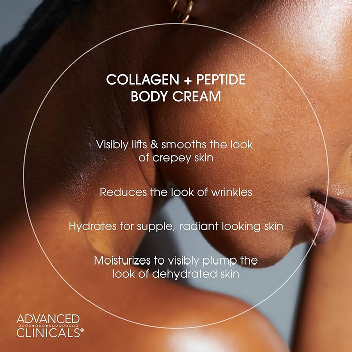 Advanced Clinicals Collagen + Peptide Firming Body Cream 454g كريم الجسم لشد الجسم بالكولاجين والببتيدات من أدفانسد كلينيكالز - Princess Cosmetics Qatar