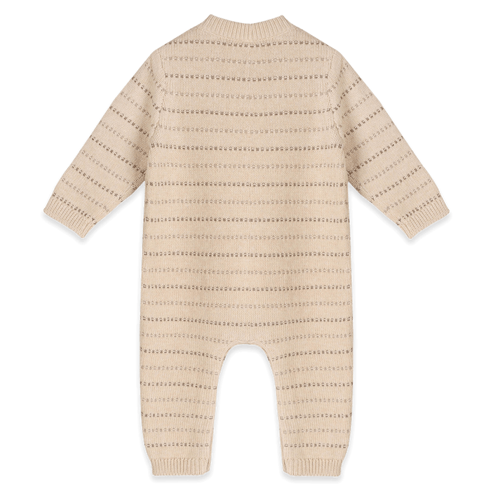 Organic Cotton Aiden Textured Stripe Knit Baby Jumpsuit, Back