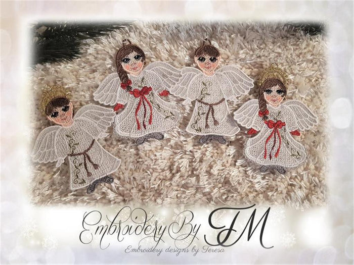 Angel girl and boy / 4x4 hoop/ Two variations
