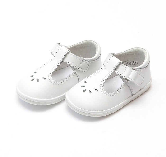 Angel Perforated Dottie T Strap White