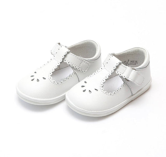 Angel Perforated Dottie T Strap White