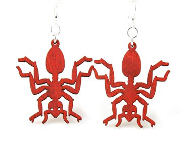 Ant earrings with segmented body and legs, eco-friendly jewelry made in USA