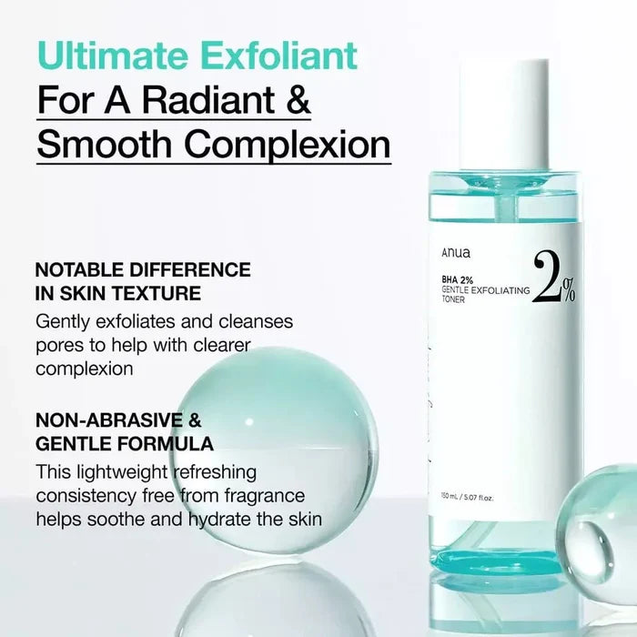 Anua BHA 2% Gentle Exfoliating Toner 150ml أنوا BHA 2٪ تونر مقشر لطيف - Princess Cosmetics Qatar