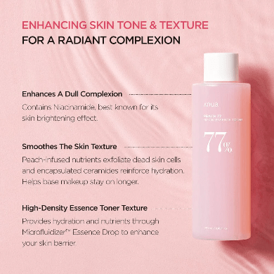 Anua Peach 77 Niacin Essence Toner 250ml أنوا الخوخ 77 تونر جوهر النياسين - Princess Cosmetics Qatar