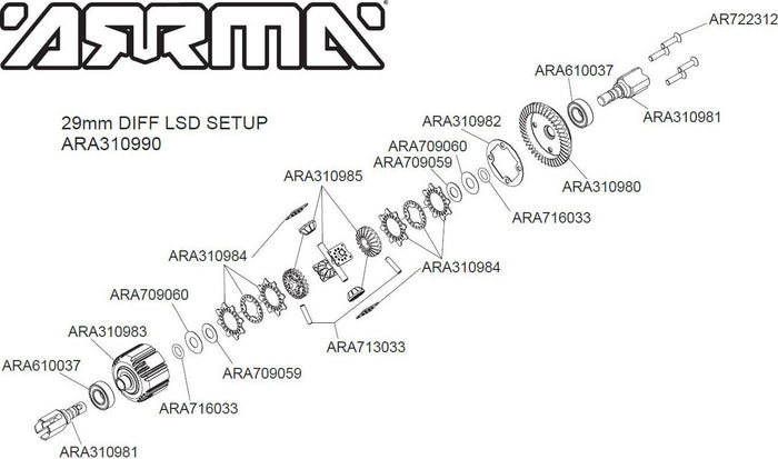 Active F/R Diff Set, GP4 5mm 10k