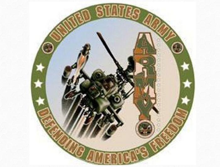 Army 12 Inch Round Metal Tin Sign United States Army Attack Helicopter