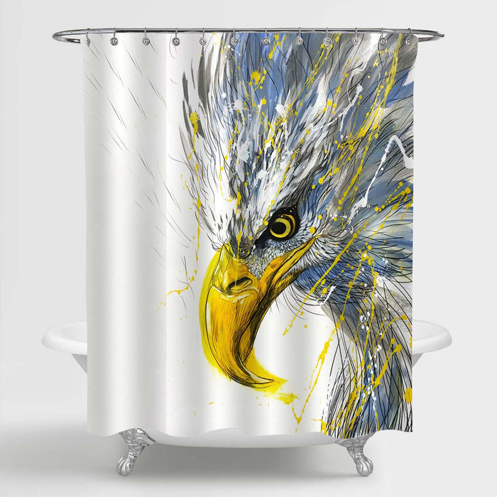 Art Paiting Eagle Head Shower Curtain