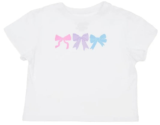 Azarhia Pastel Bows Screen Print Boxy Tee-White
