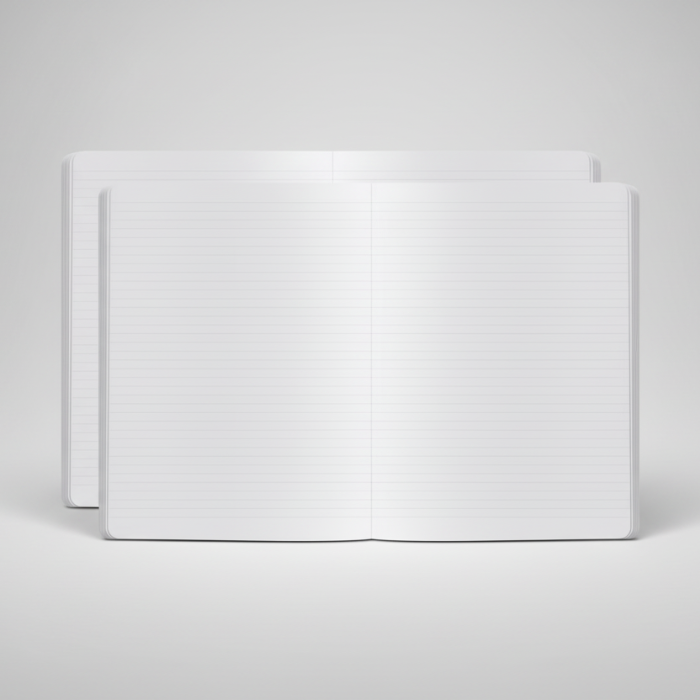 White notebook with a plain cover on a white background
