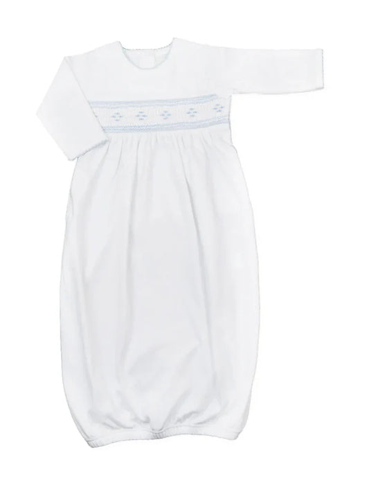 Baby Threads Smocked Argyle Knit Gown-White/Blue