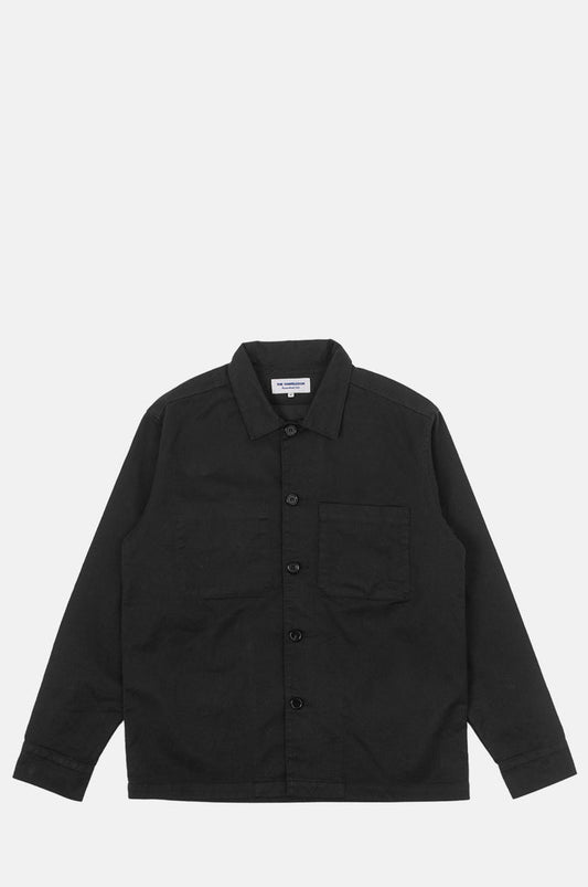 Reworked348 Barker Washed Herringbone Shirt Black.