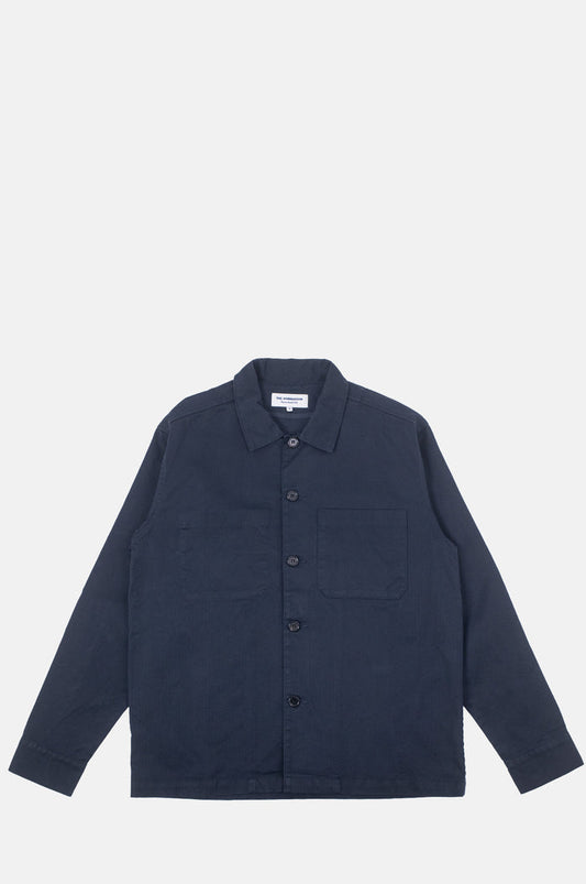 Reworked 348 Barker Washed Harringbone Shirt Navy.