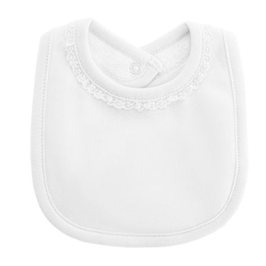 BCC Bib w/Lace Trim- White