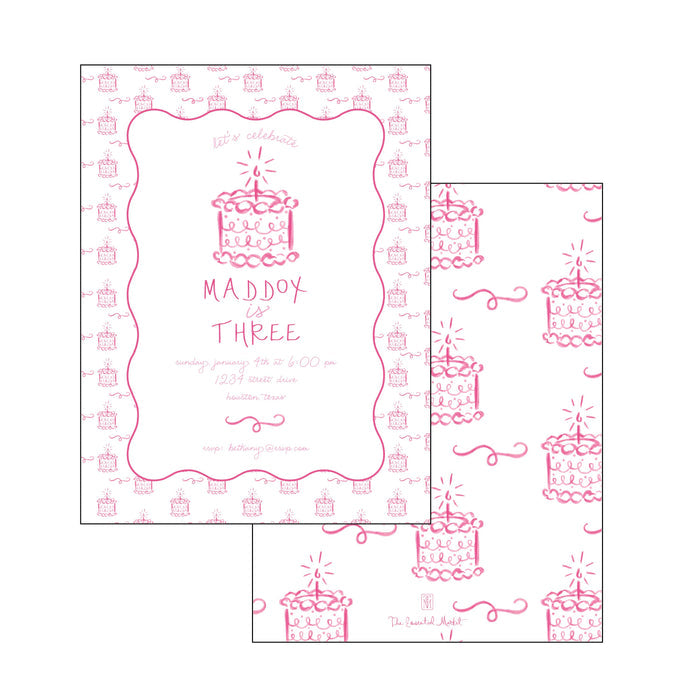 Birthday Cake Pink Invitation