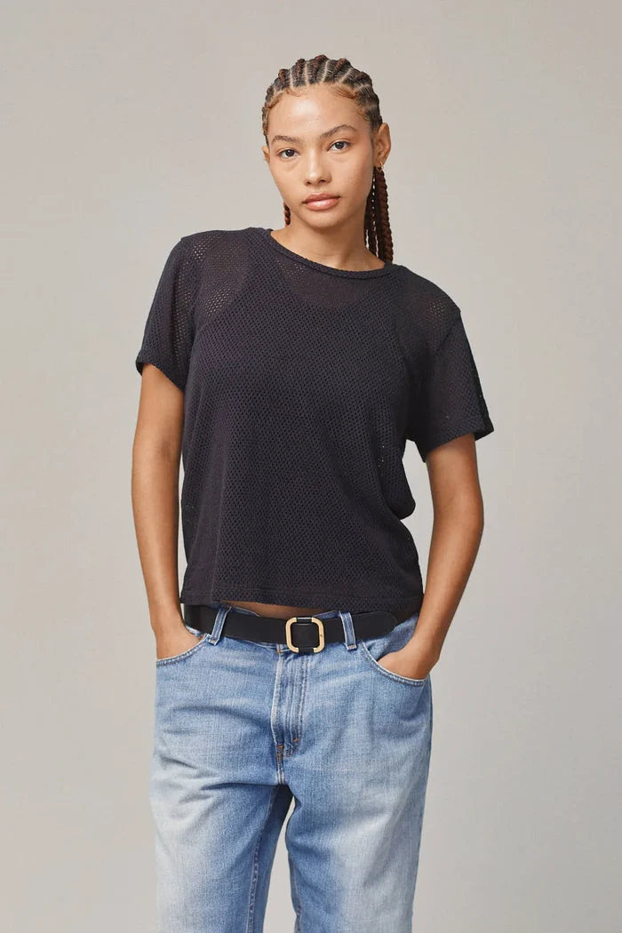 Black Carmen Mesh Cropped Tee