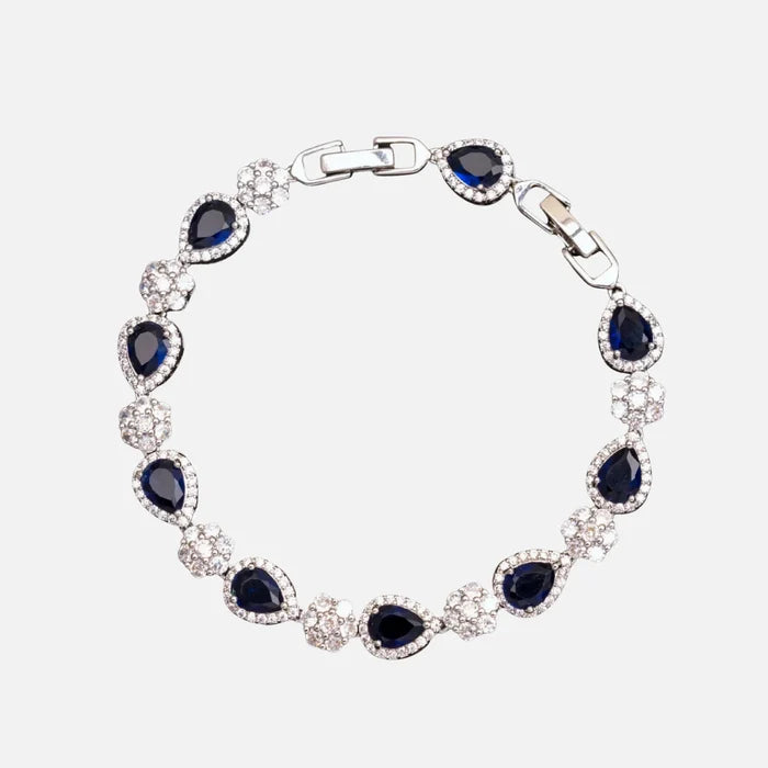 Blue Blossom Drop Bracelet - Silver