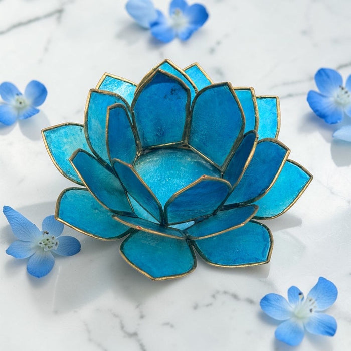 Blue Capiz Shell Candle Holder