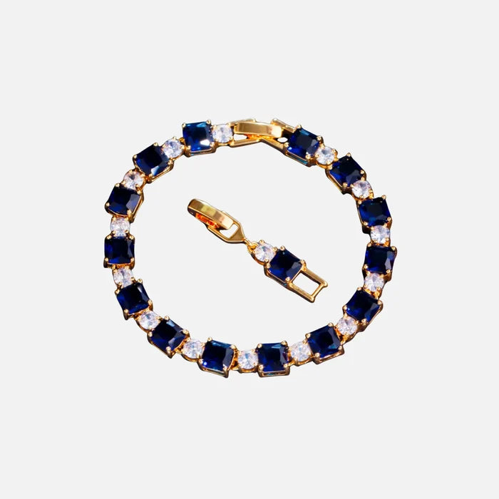 Blue Cube Bracelet - Gold