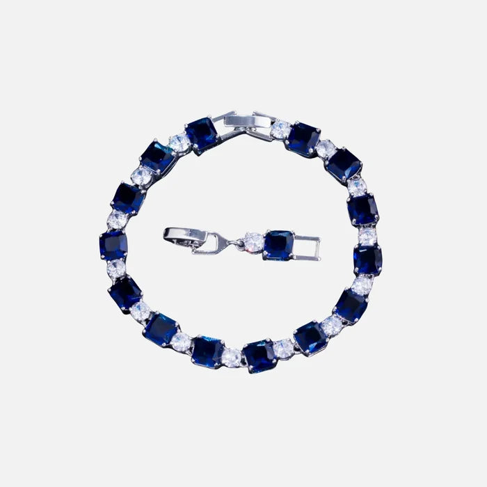 Blue Cube Bracelet - Silver