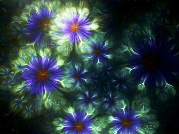 Nature Diamond Painting Kit - Blue Floral Fractal-Square 15x20cm- - Paint With Diamonds