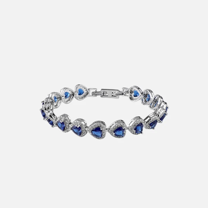 Blue Heart Crystal Bracelet - Silver