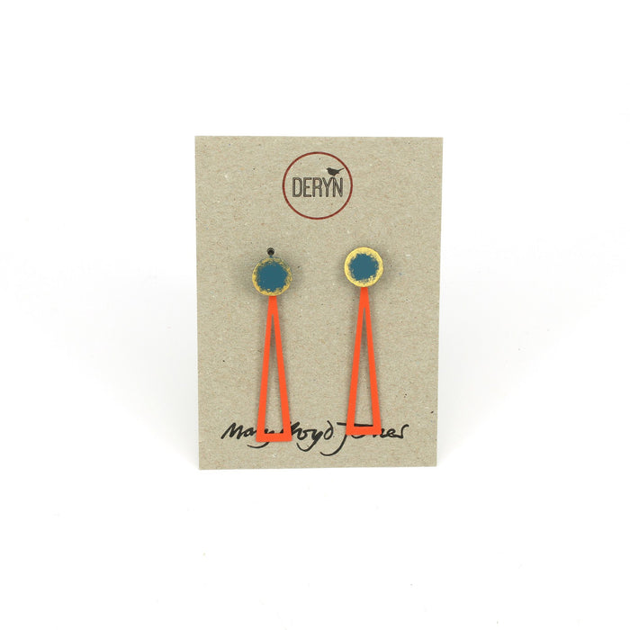Blue & Orange Drop Stud Earrings - Mary Lloyd Jones