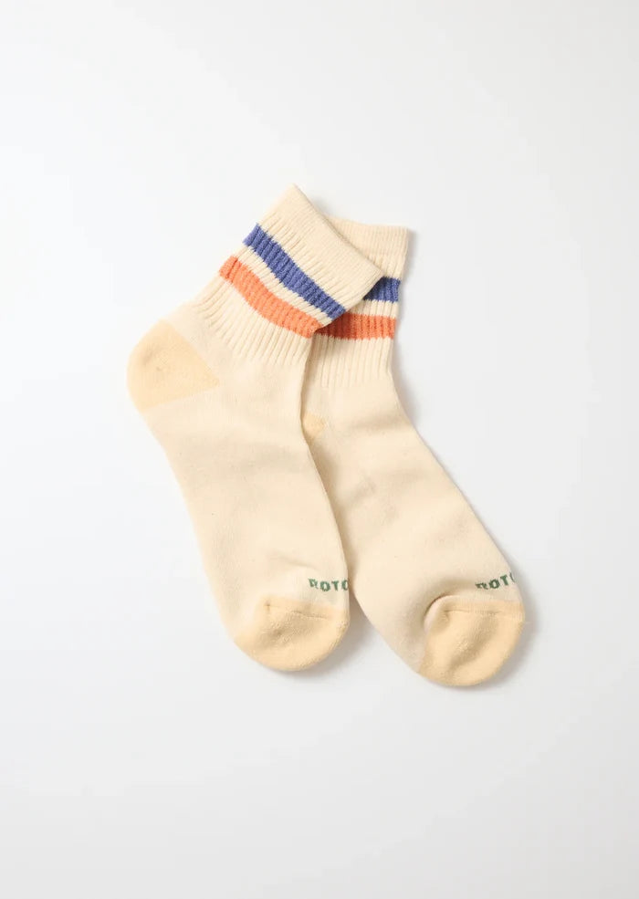 Blue Orange Retro Athletic Ankle Socks