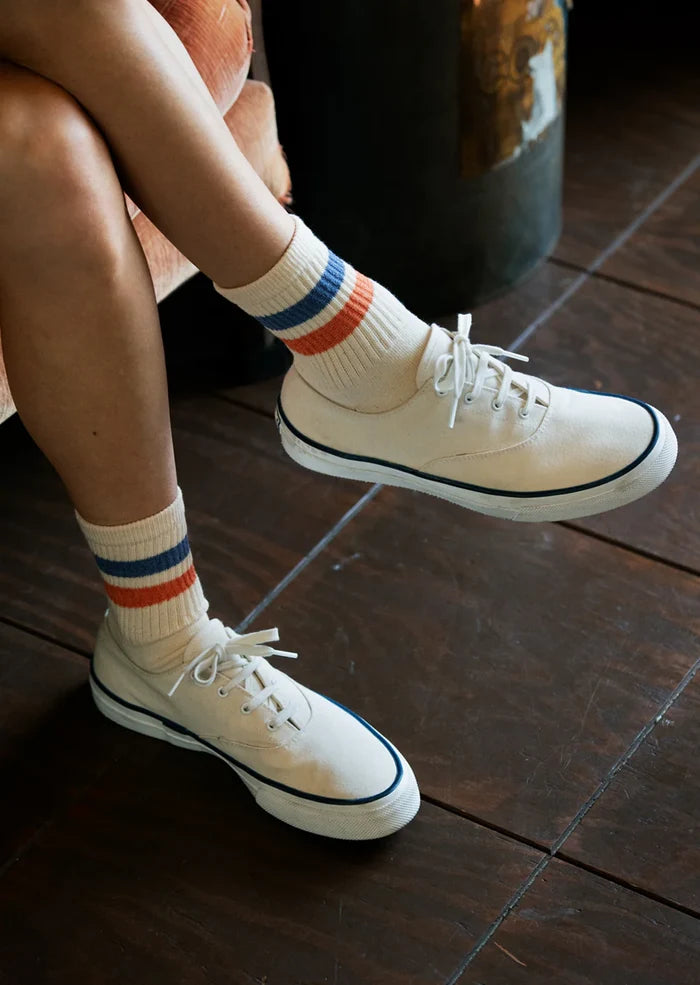 Blue Orange Retro Athletic Ankle Socks