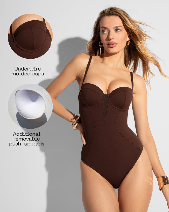 Detail graphic of Bombshell - Espresso highlighting underwire molded cups